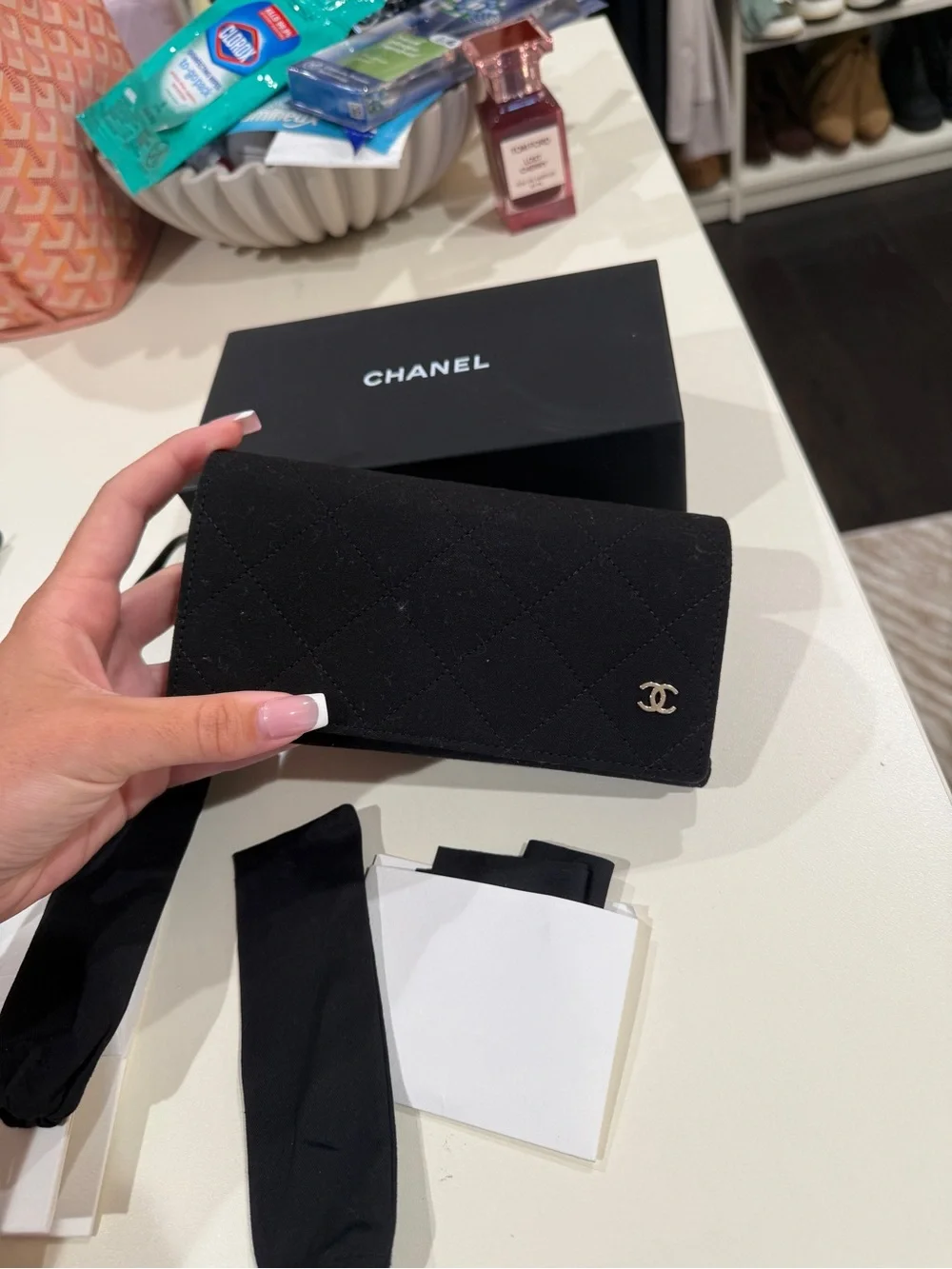 CHANEL Black Sunglasses with Gold CC Accent